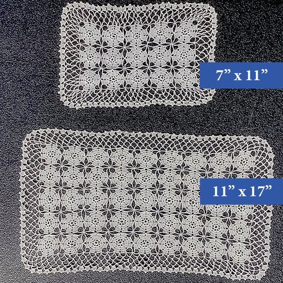Vintage 2-Piece Set Handmade Crochet Natural Lace Doilies Dresser/Table Scarves - Picture 1 of 11
